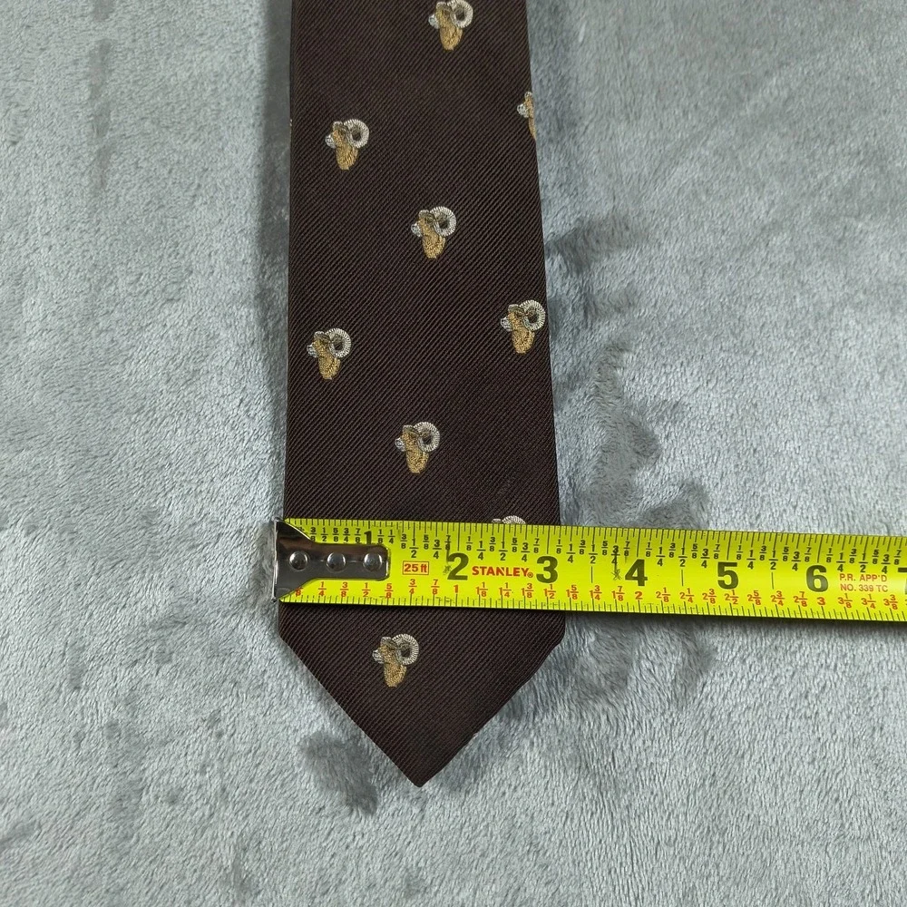 Vintage Briar Tie Mens Rams Head‎ Wildlife Outdoor Horns England Silk 60s